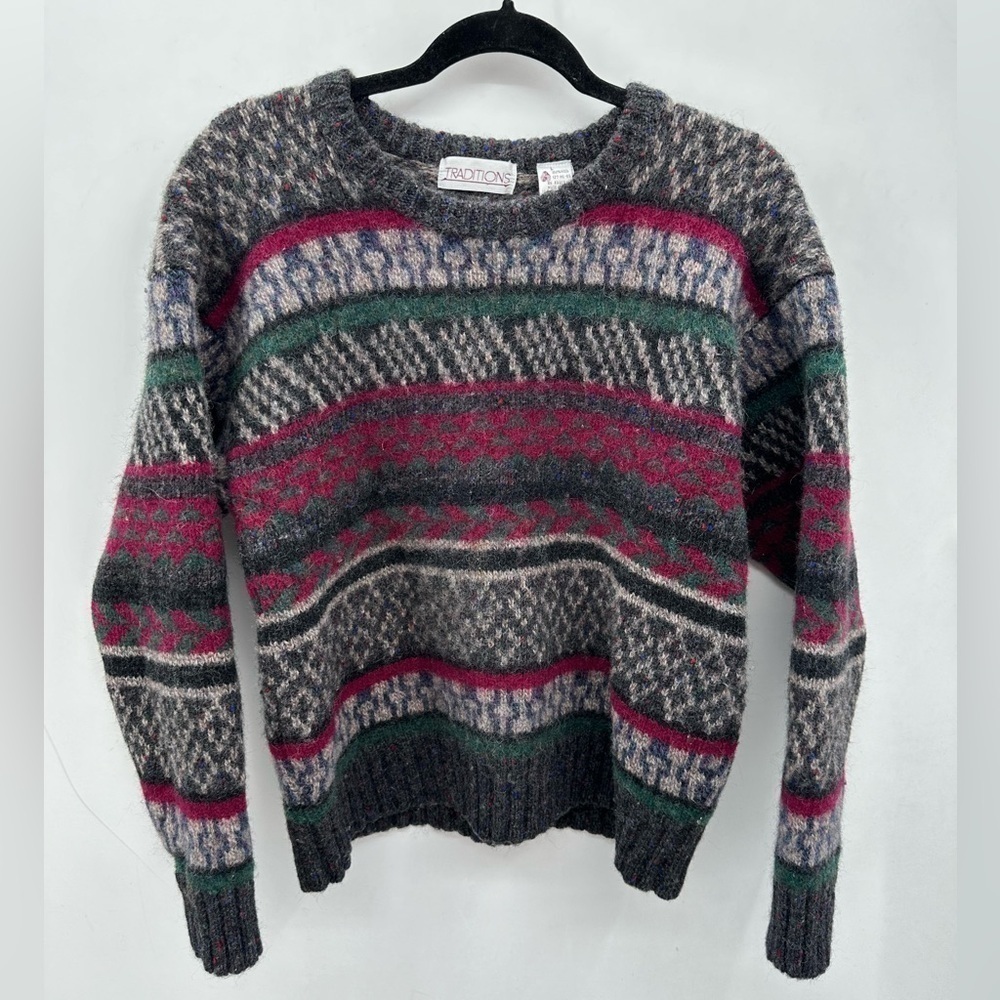 TRADITIONS VINTAGE Wool Grandpa contemporary gorpcore warm sweater LARGE